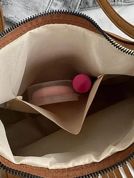 Vintage Look Suede Hobo Fringe Bag Hippie Western Cowgirl Purse - Picture 5 of 5